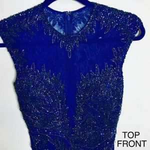 VINTAGE HAND-BEADED BLUE MIDI DRESS